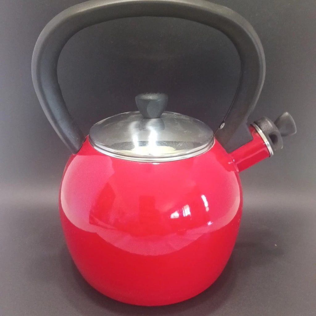 Copco Red Enamel On Steel Whistling Tea Kettle 1.5 Qt