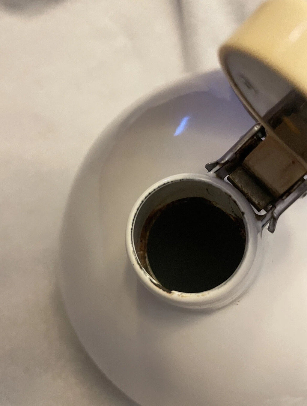 CERAMIC ON STEEL HUMMINGBIRD TEA KETTLE, Vintage, See Description!