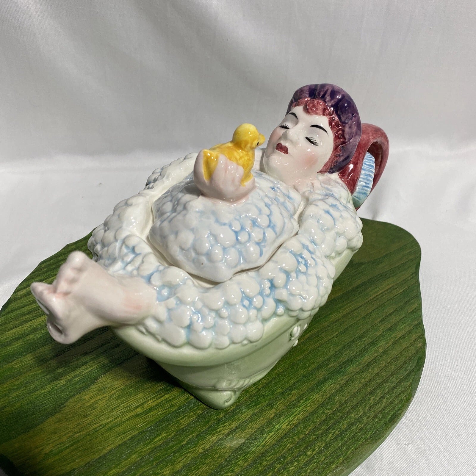 Vintage 1988 Dept 56 Tea Time No. 6 " Bubbles " Collectible Bather w Duck Teapot