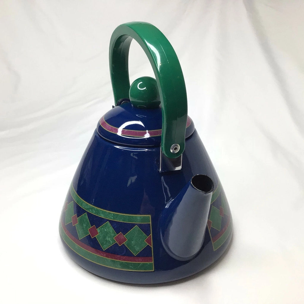 TEA KETTLE PHALZGRAPH GREAT USED CONDITION BLUES & GREEN