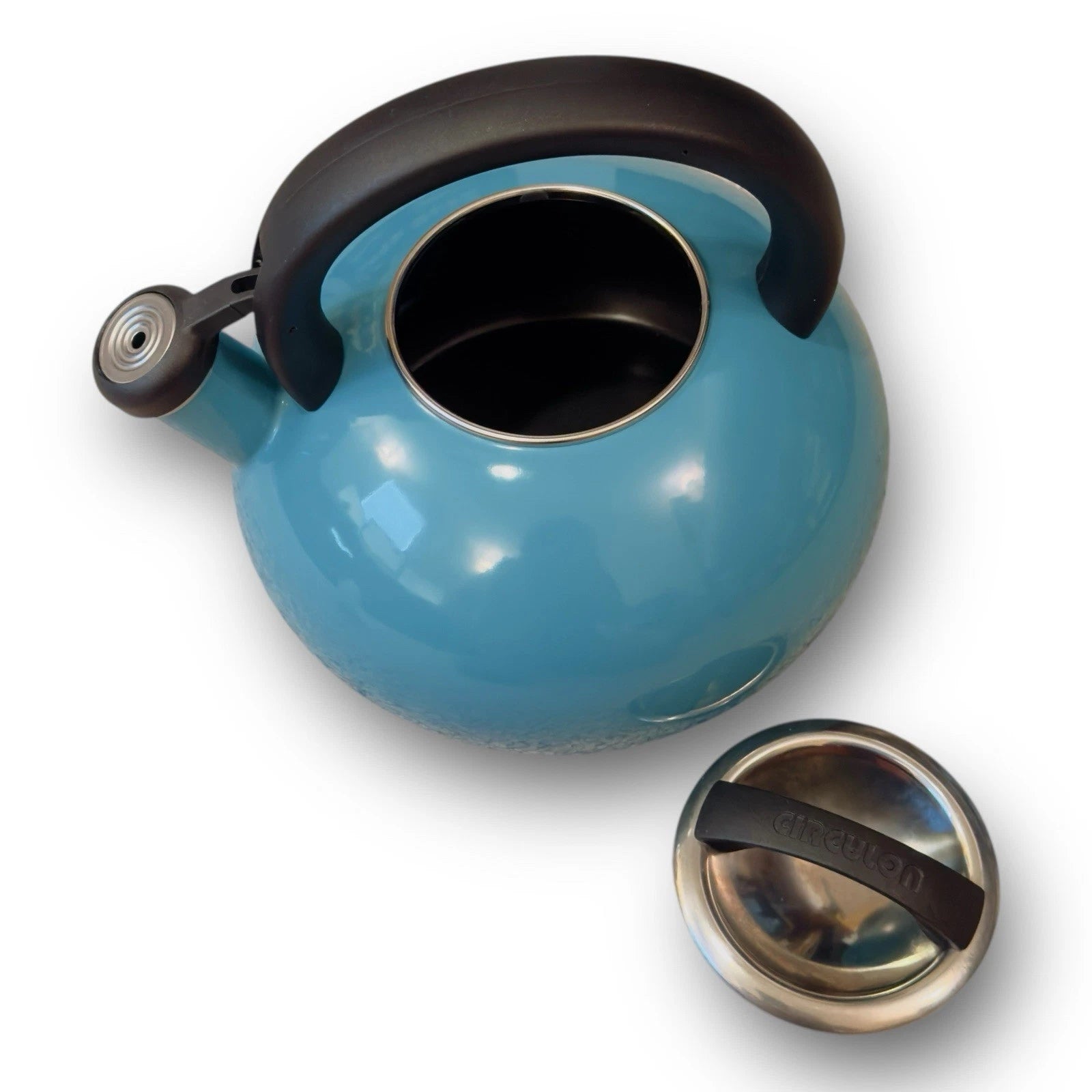Circulon 2 Qt Stovetop Whistling Tea Kettle Turquoise Enamel