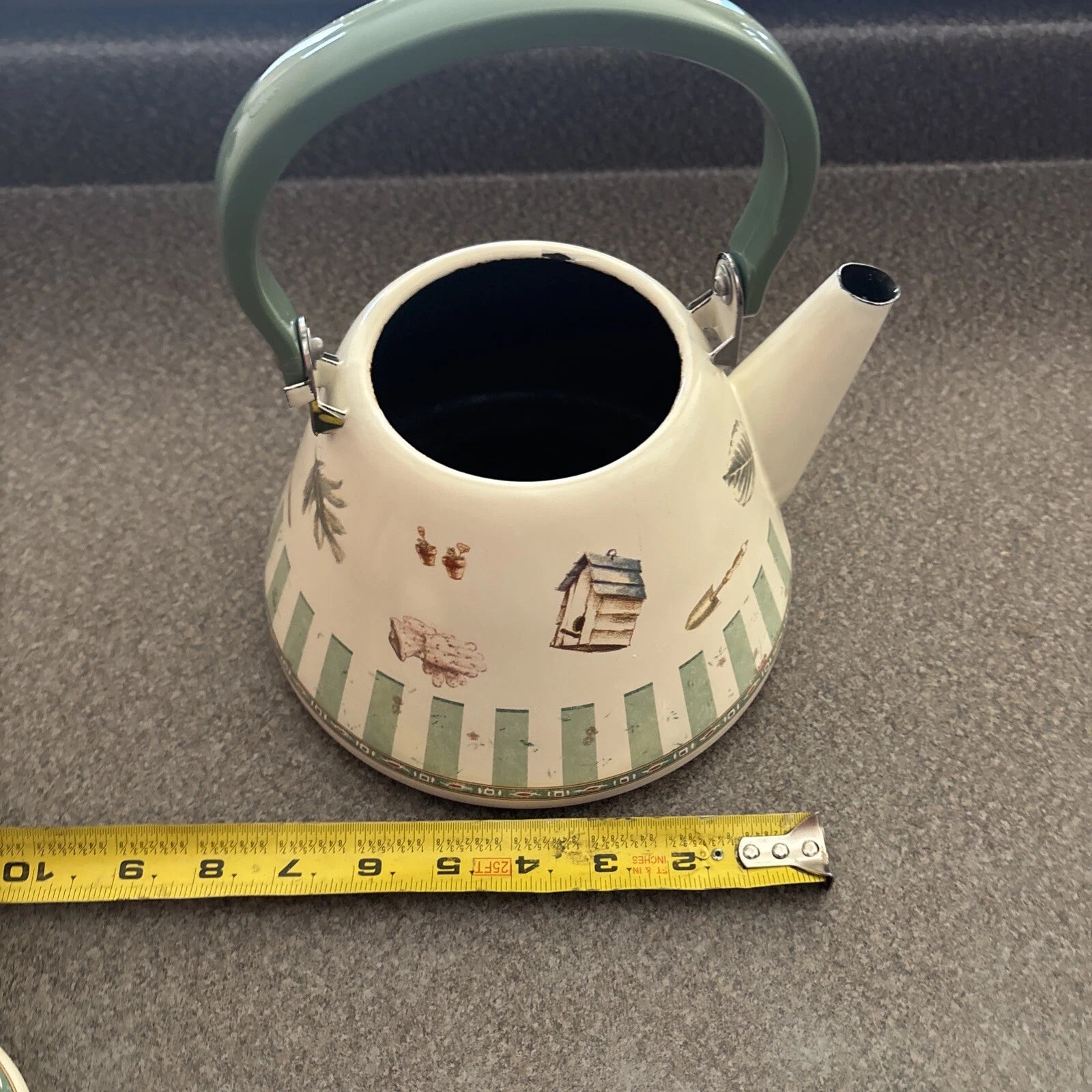 Pfaltzgraff Naturewood Garden Metal Enamelware Teapot Tea Pot Kettle with Lid