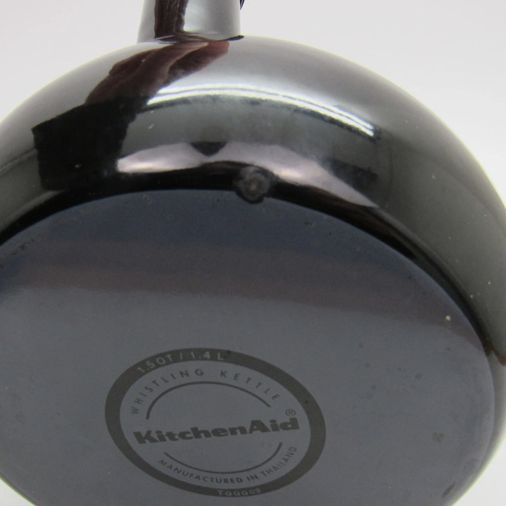 KitchenAid 1.5qt Quart Black Enamel Whistling Teakettle Teapot