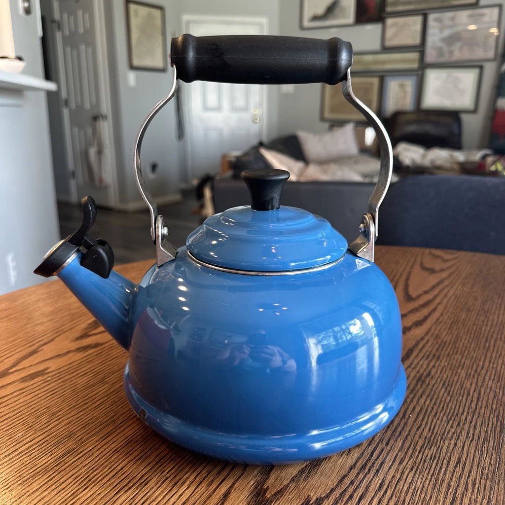 Le Creuset Lapis Blue Classic Whistling Tea Kettle 1.7Qt Enamel on Steel