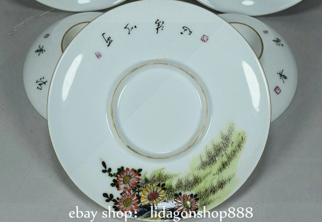 4.4" Old Chinese Yongzheng Enamel Porcelain Flower Fruit insect Bowl Pair