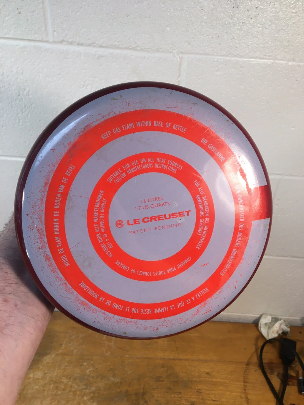 Le Creuset Tea Pot Kettle 1.6L 1.7Qt Enamel fire red nice