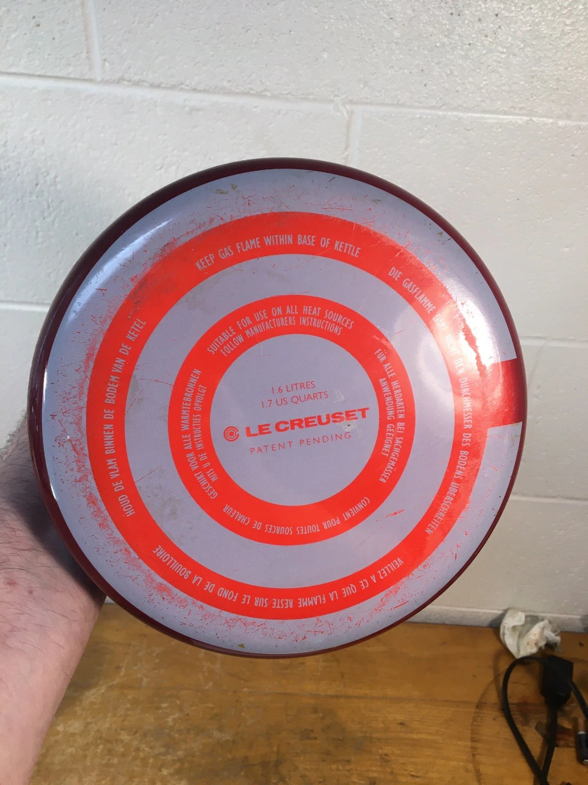 Le Creuset Tea Pot Kettle 1.6L 1.7Qt Enamel fire red nice