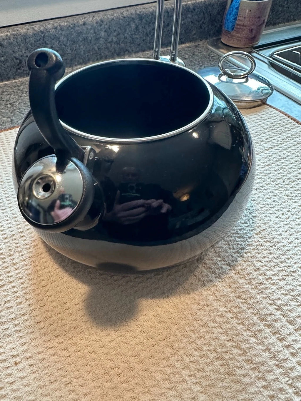 Enamel-on-Steel Classic Tea Kettle BLACK 1.5 Qt