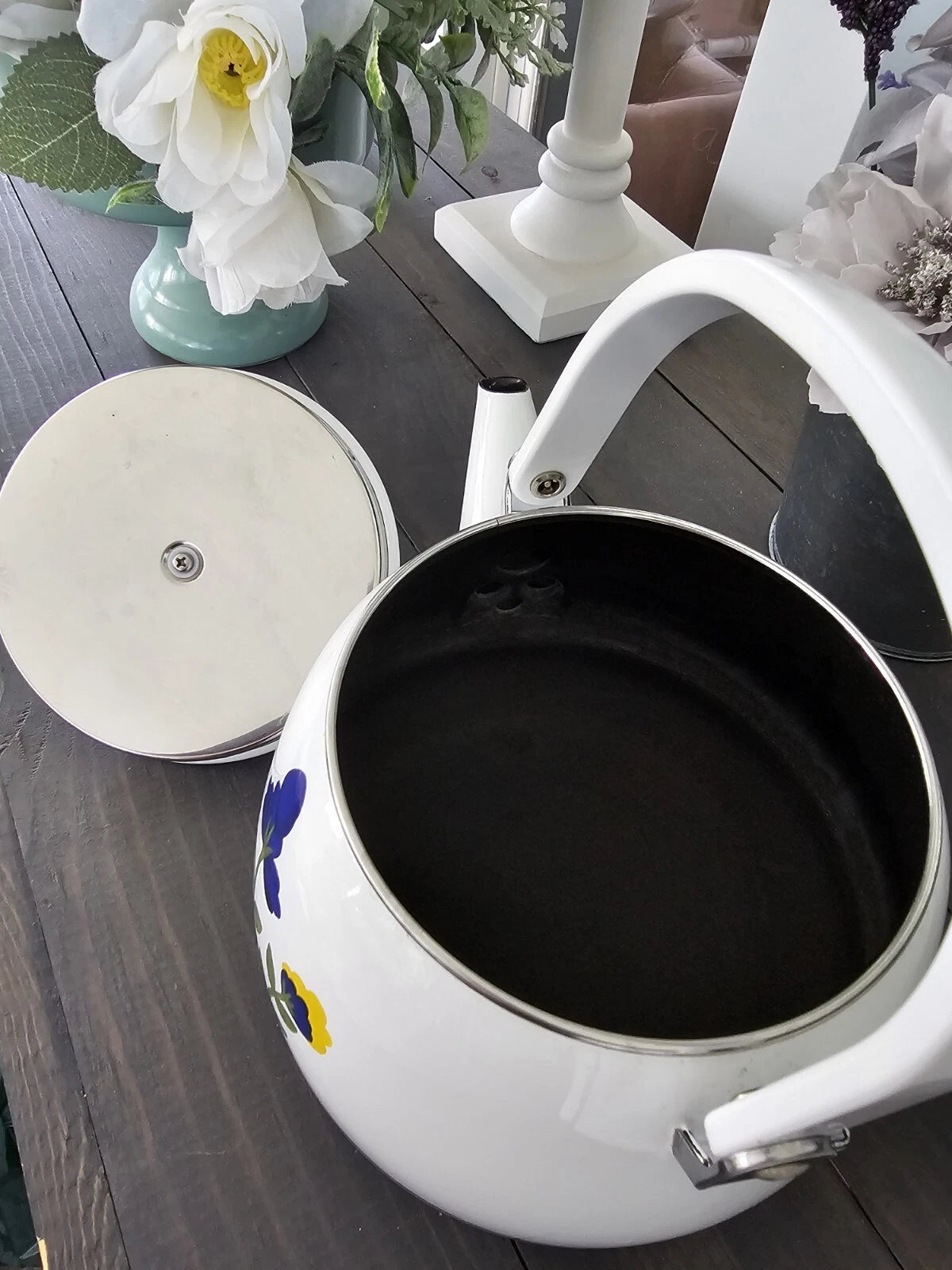 Vintage Dansk Tea Pot/Kettle With Blue Flowers