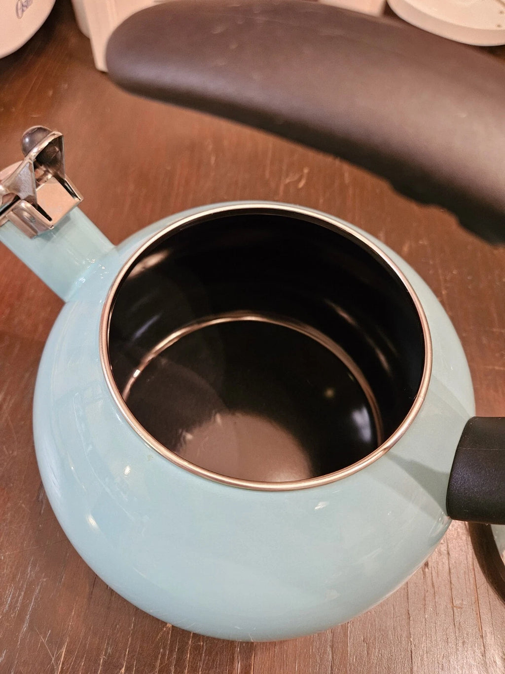 Farberware Whistling Tea Kettle Aqua Blue Turquoise Enamel 10 Cup