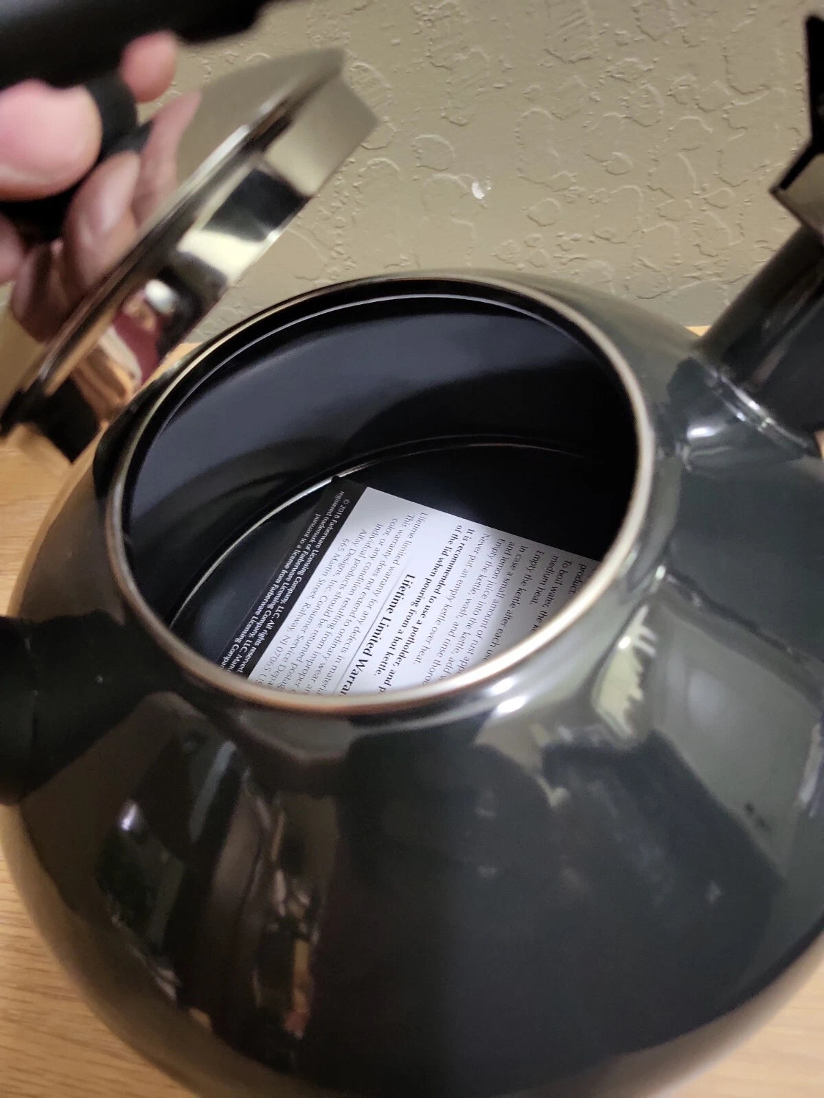 FARBERWARE 2.75 QUART PORCELAIN ENAMEL TEA KETTLE Dark Gray