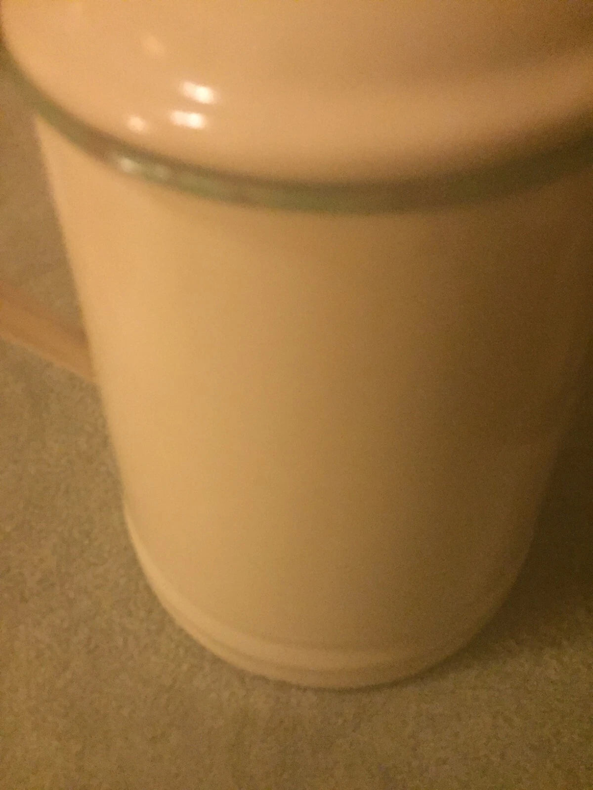 Vintage Cream-Beige and Green Enamelware Coffee Pot
