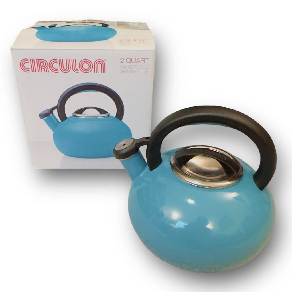 Circulon 2 Qt Stovetop Whistling Tea Kettle Turquoise Enamel