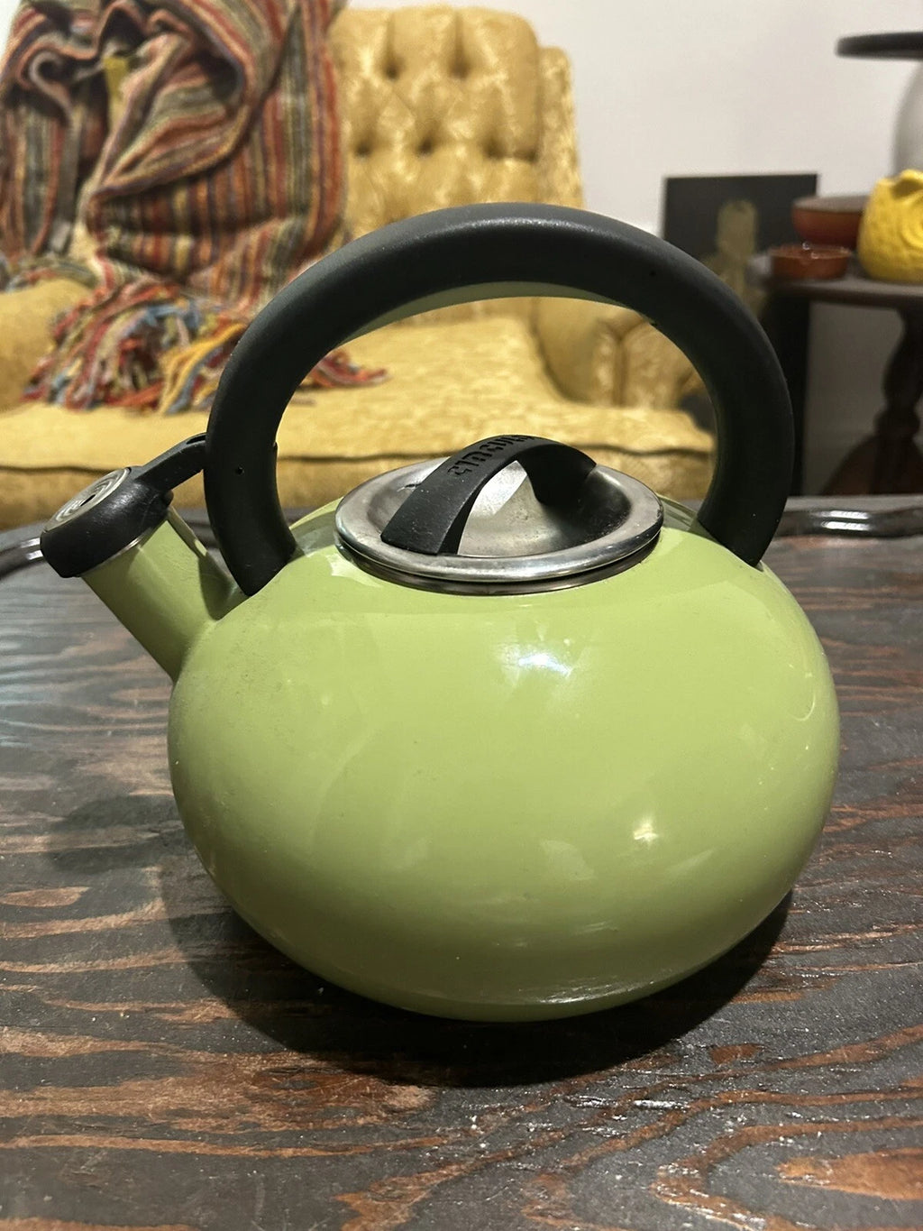 Circulon 2 Quart Stovetop Whistling Tea Kettle  Green Enamel