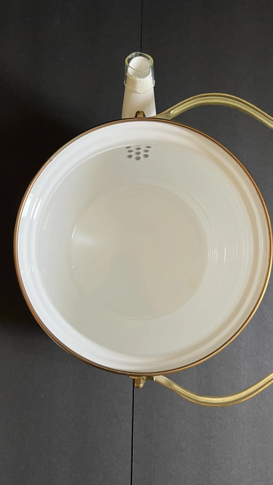 VINTAGE FLORAL TEA KETTLE ENAMEL Brass Handle