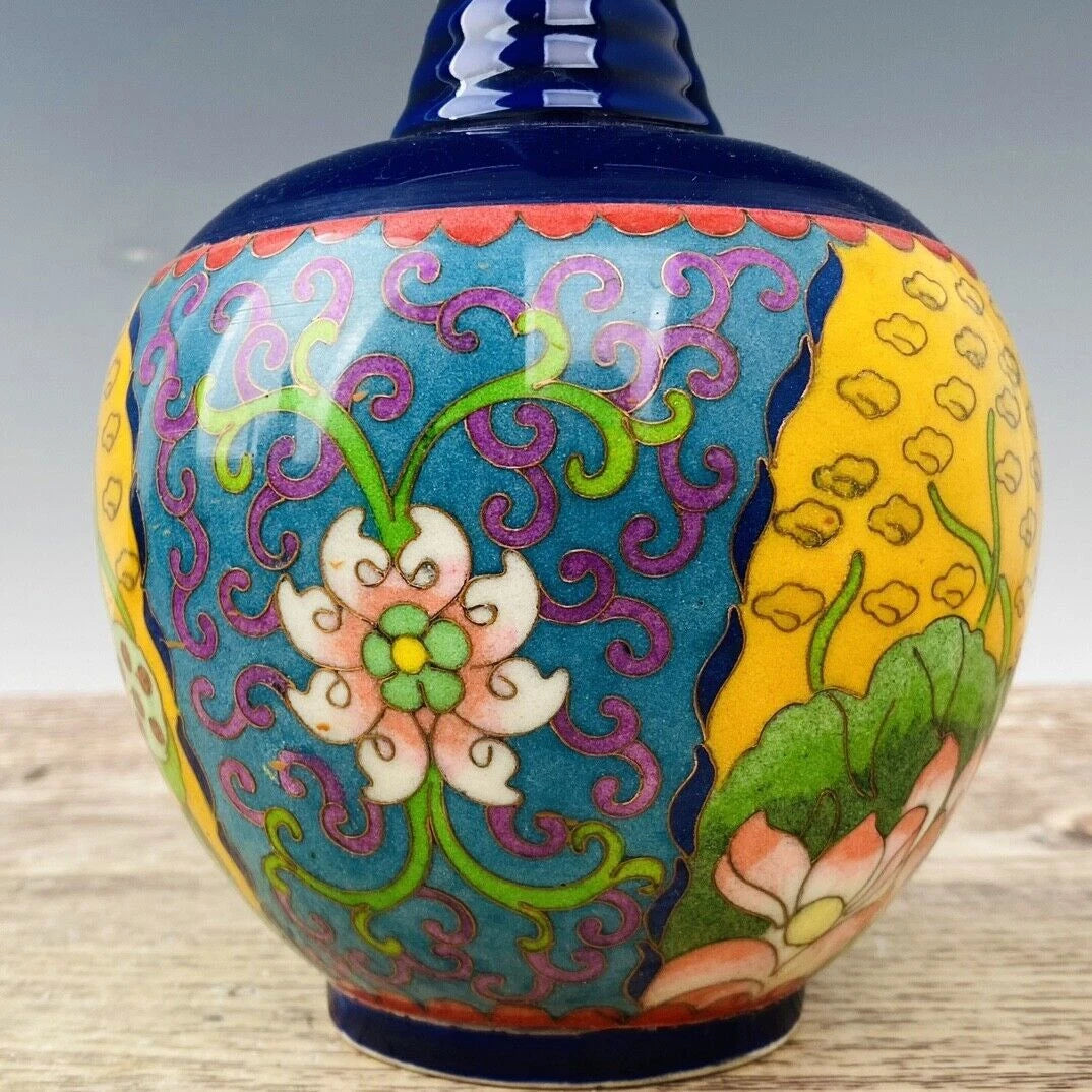 11“ China ancient Song Ding Kiln Filamentation Enamel Chicken head pot