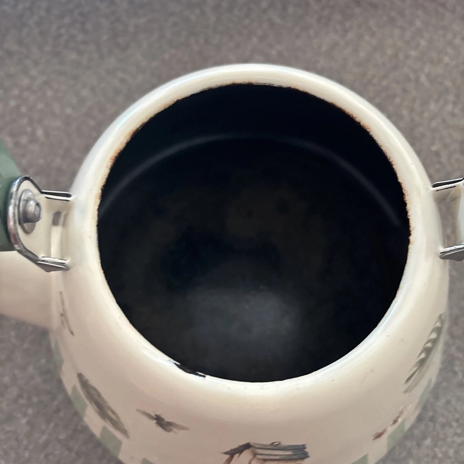 Pfaltzgraff Naturewood Garden Metal Enamelware Teapot Tea Pot Kettle with Lid