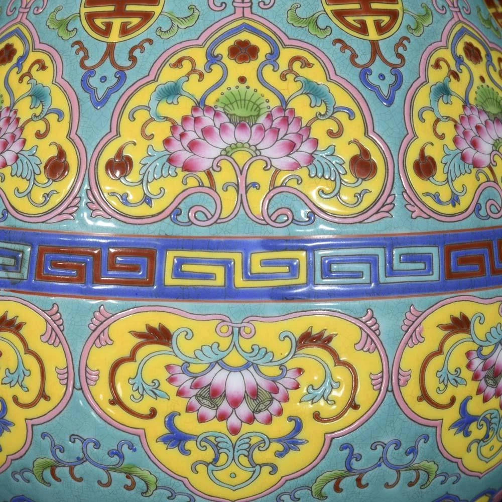 Qianlong Signed Old Chinese Colour Enamel Zun Vase W/flower N3328