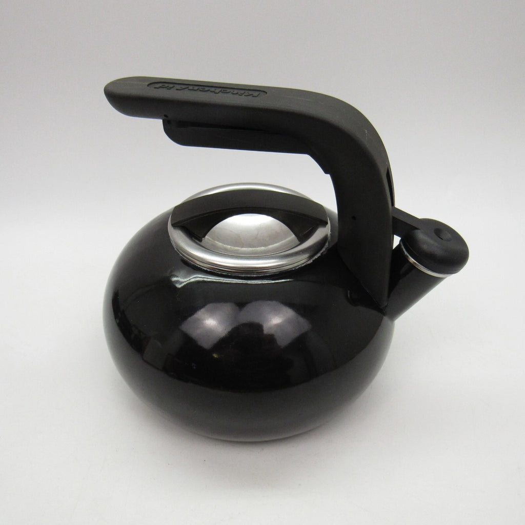 KitchenAid 1.5qt Quart Black Enamel Whistling Teakettle Teapot