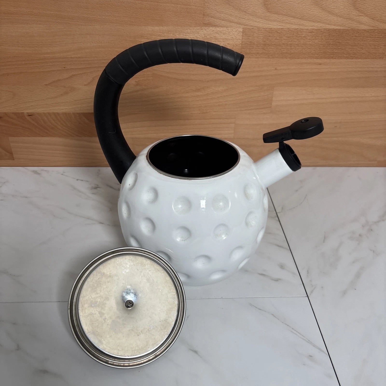 Vintage 90's Copco Enamel Golf Ball Whistling Tea Kettle Golfing Gift