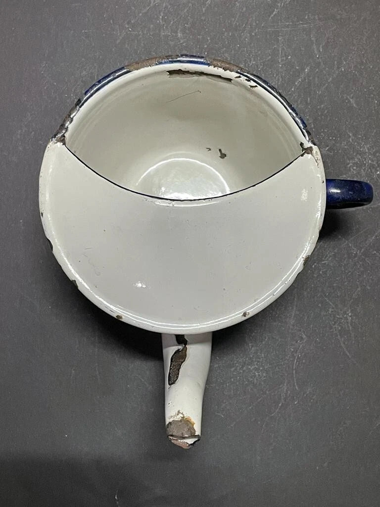OLD VINTAGE RARE UNIQUE BENGAL ENAMEL HOSPITAL FEEDING POT / CUP KETTLE