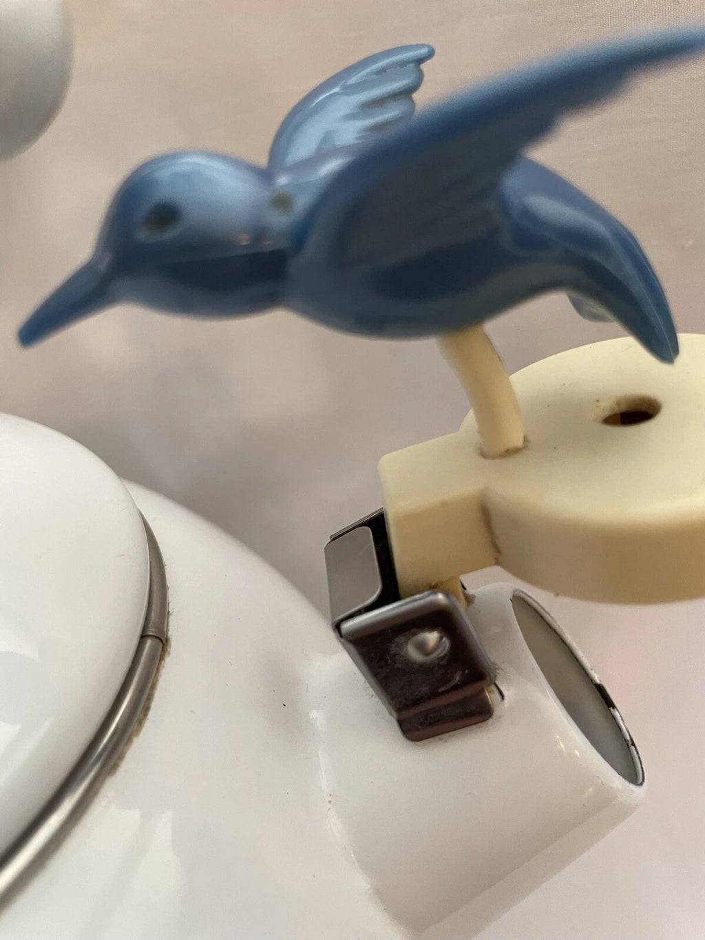 CERAMIC ON STEEL HUMMINGBIRD TEA KETTLE, Vintage, See Description!