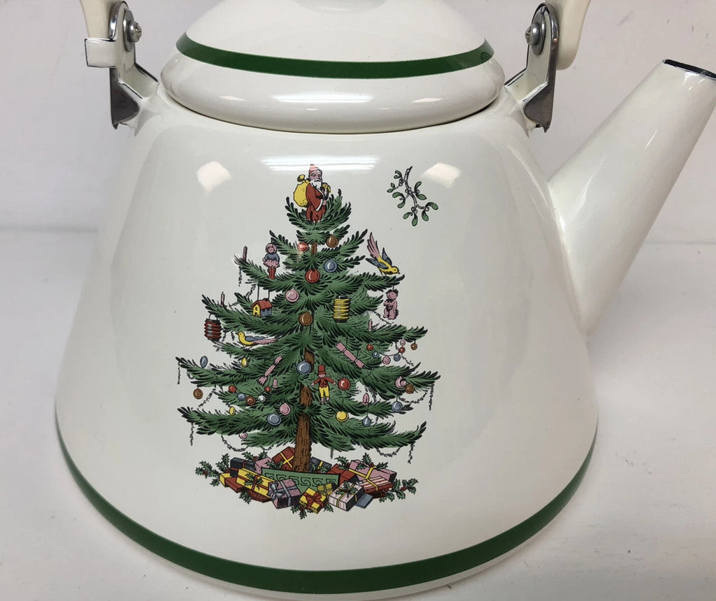 Spode Christmas Tree Tea Kettle - 2.5 Quart  Porcelain Enamel On Steel