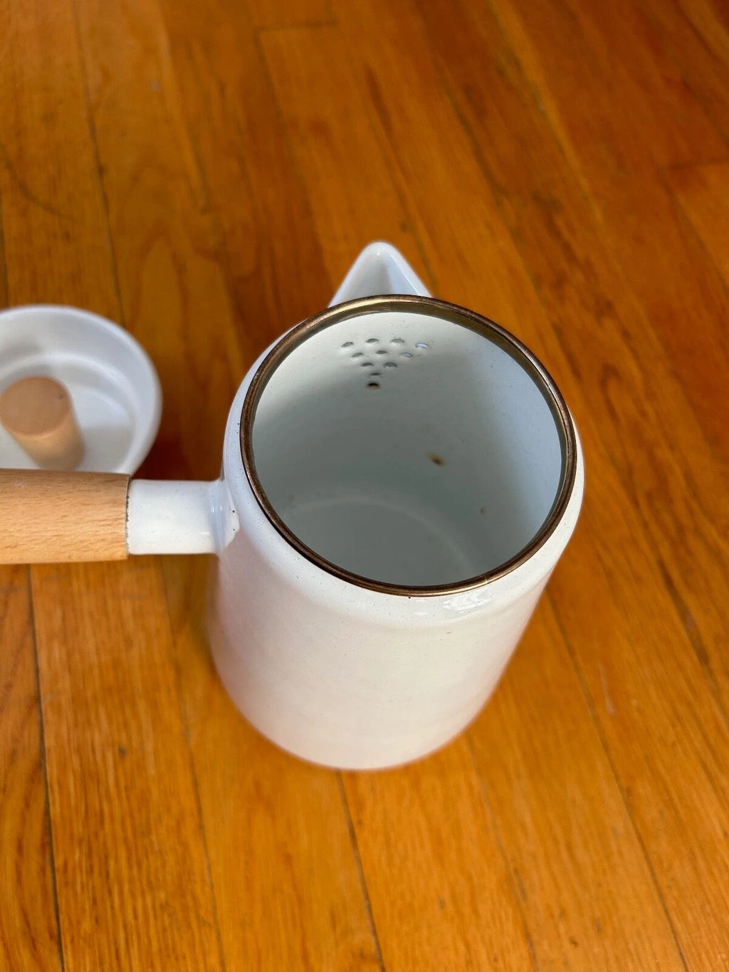 Umbra Shift Castor COWBOY KETTLE coffee tea pot vtg mcm white black stick handle