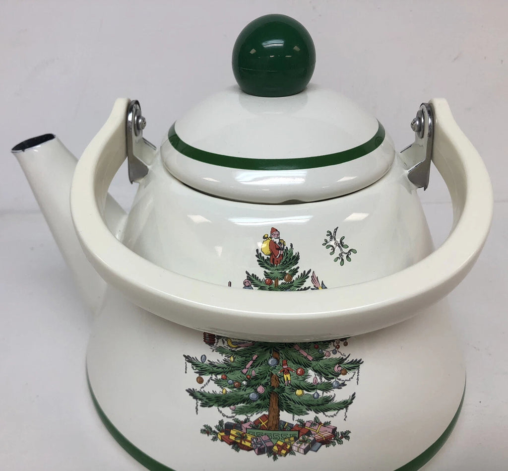 Spode Christmas Tree Tea Kettle - 2.5 Quart  Porcelain Enamel On Steel