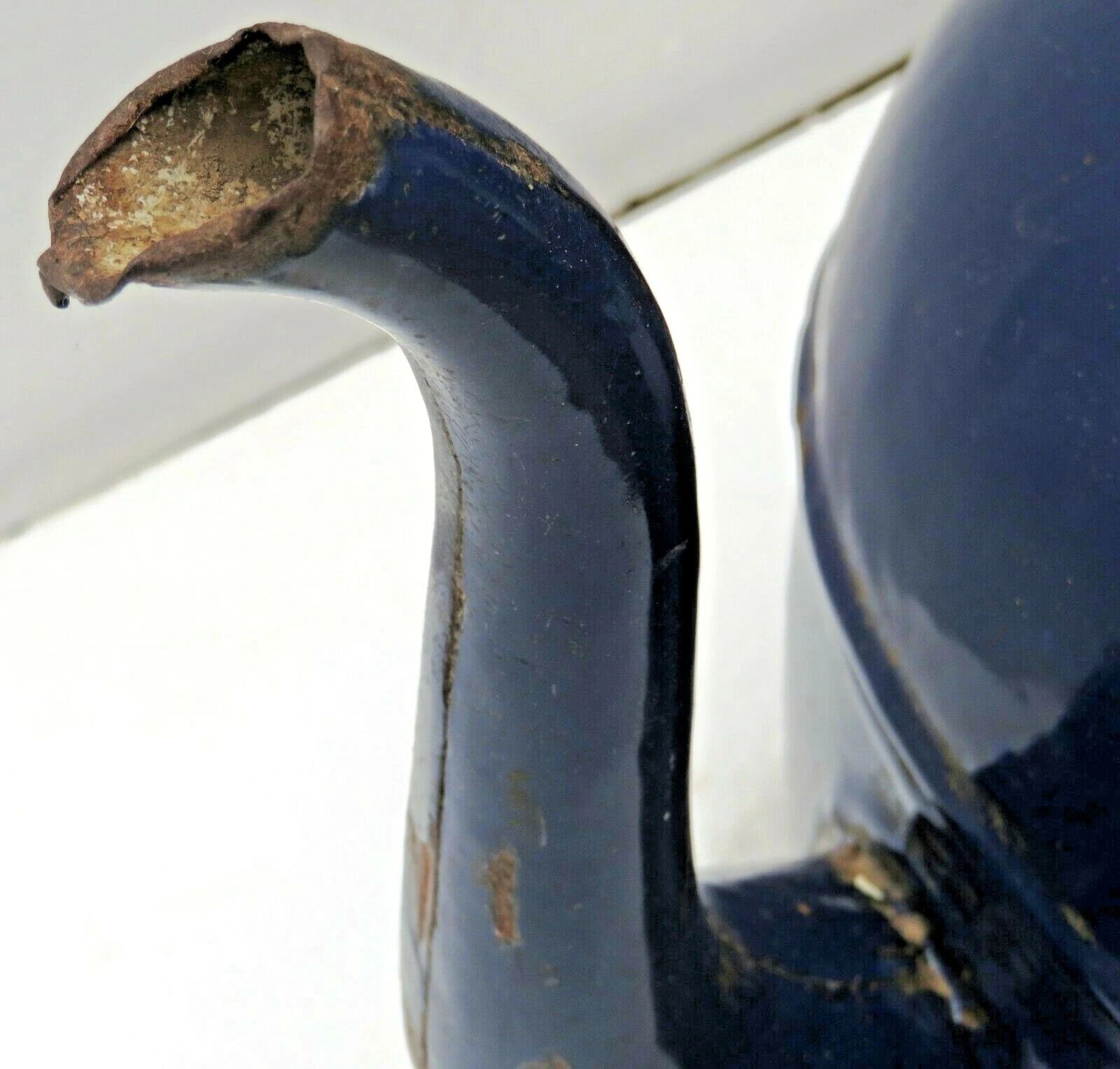 VINTAGE Enamelware tea Kettle Cobalt Blue Color Big size H & C0. Mark