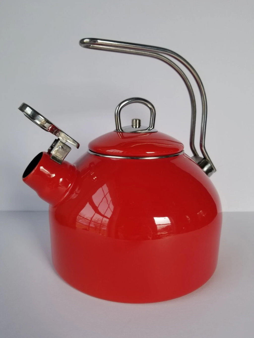 SUPER Nice MARTHA Stewart COLLECTION ~ 2.5 Qt. Tea  KETTLE ~ Red ENAMEL on STEEL