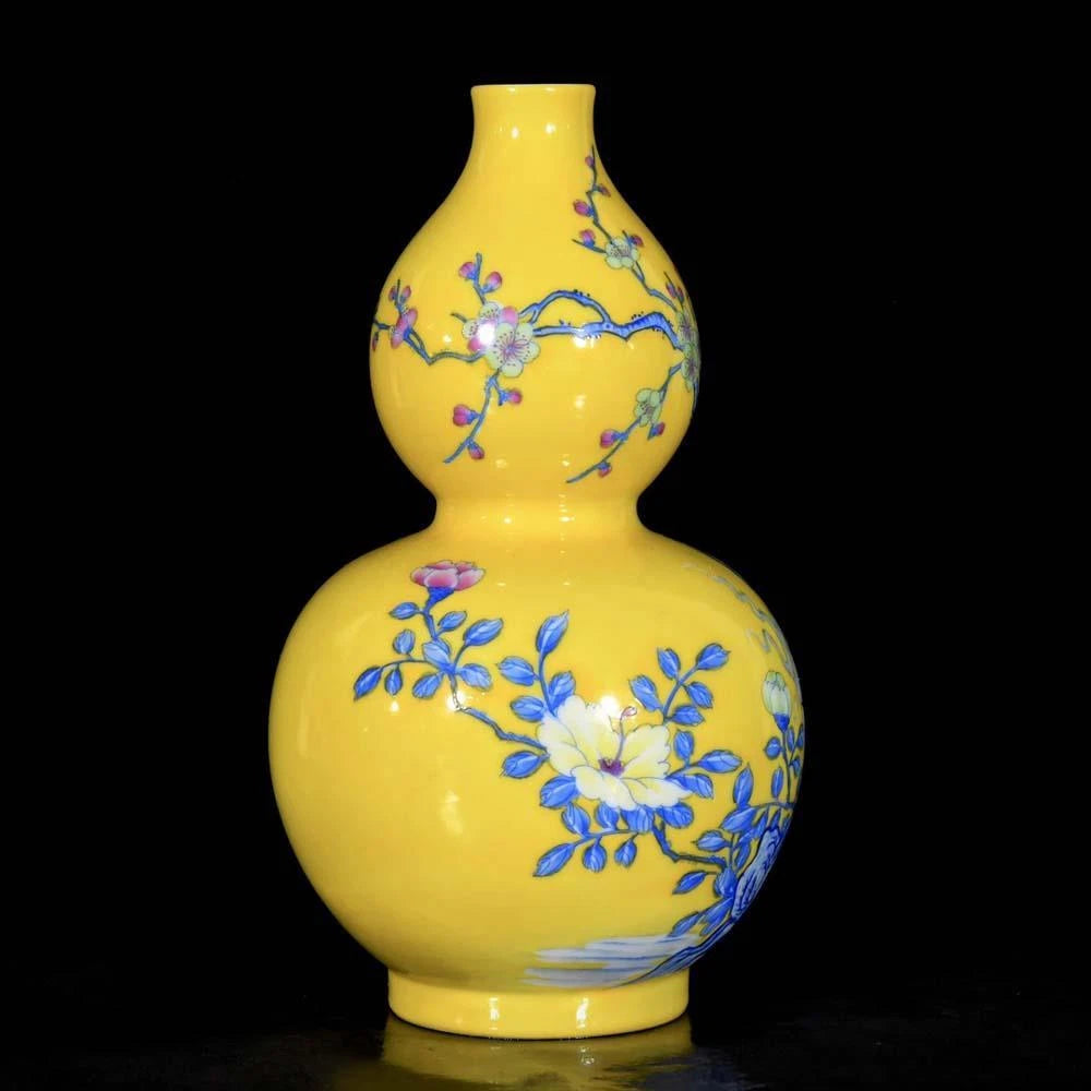 Qianlong Signed Old Chinese Colour Enamel Vase W/bird N3683