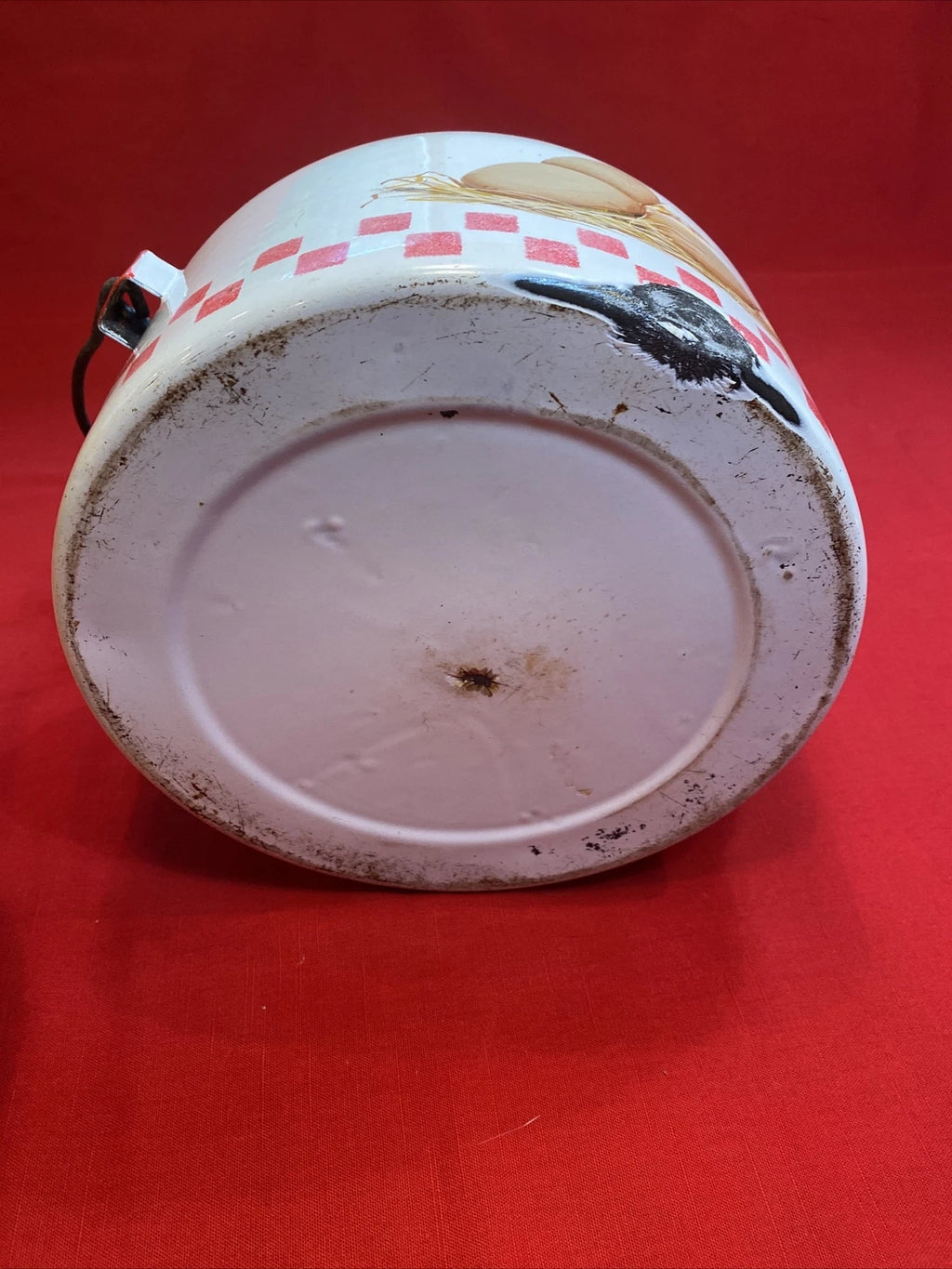 Enamel Ware Large Tea Kettle/ Rooster