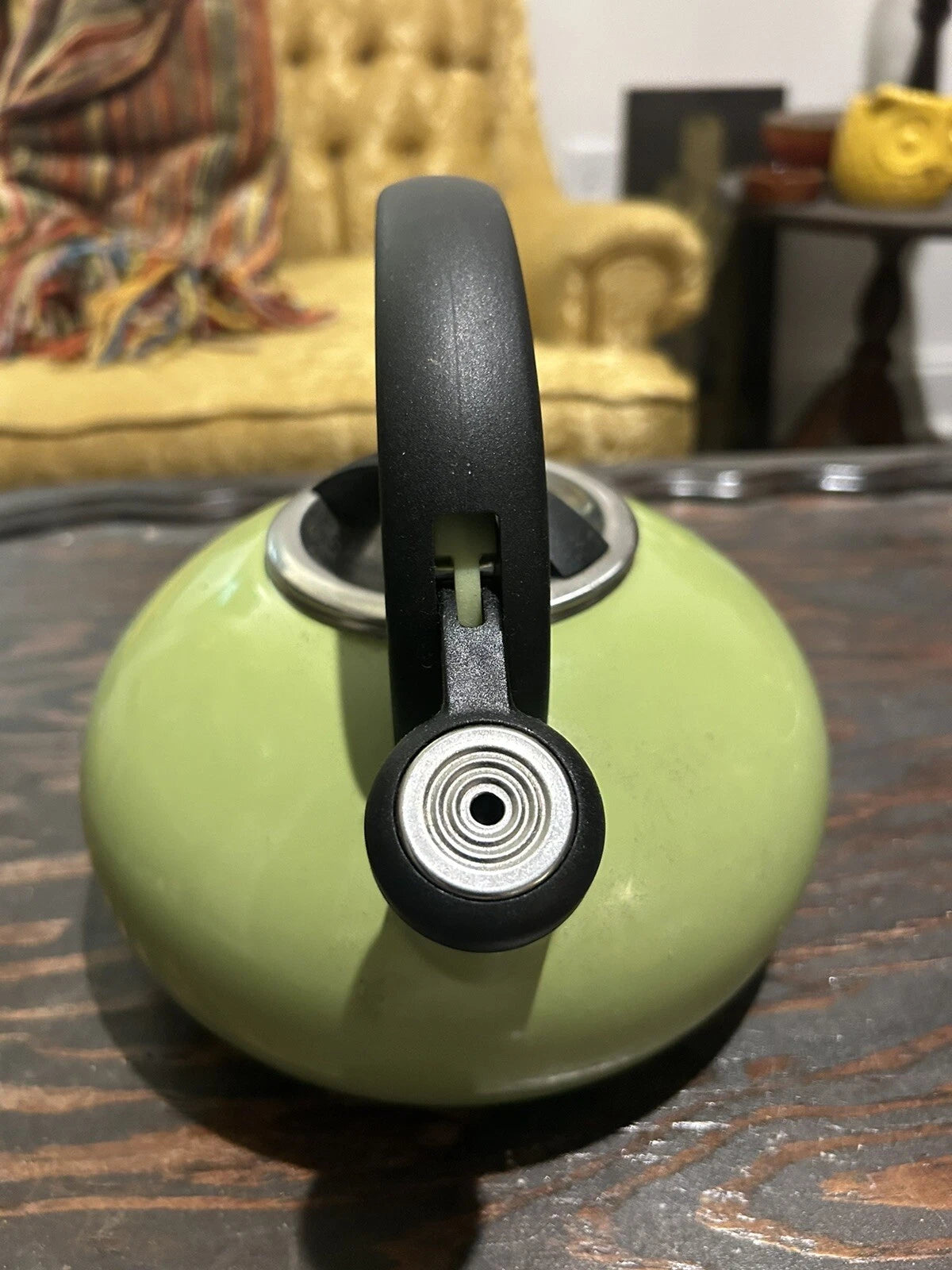 Circulon 2 Quart Stovetop Whistling Tea Kettle  Green Enamel