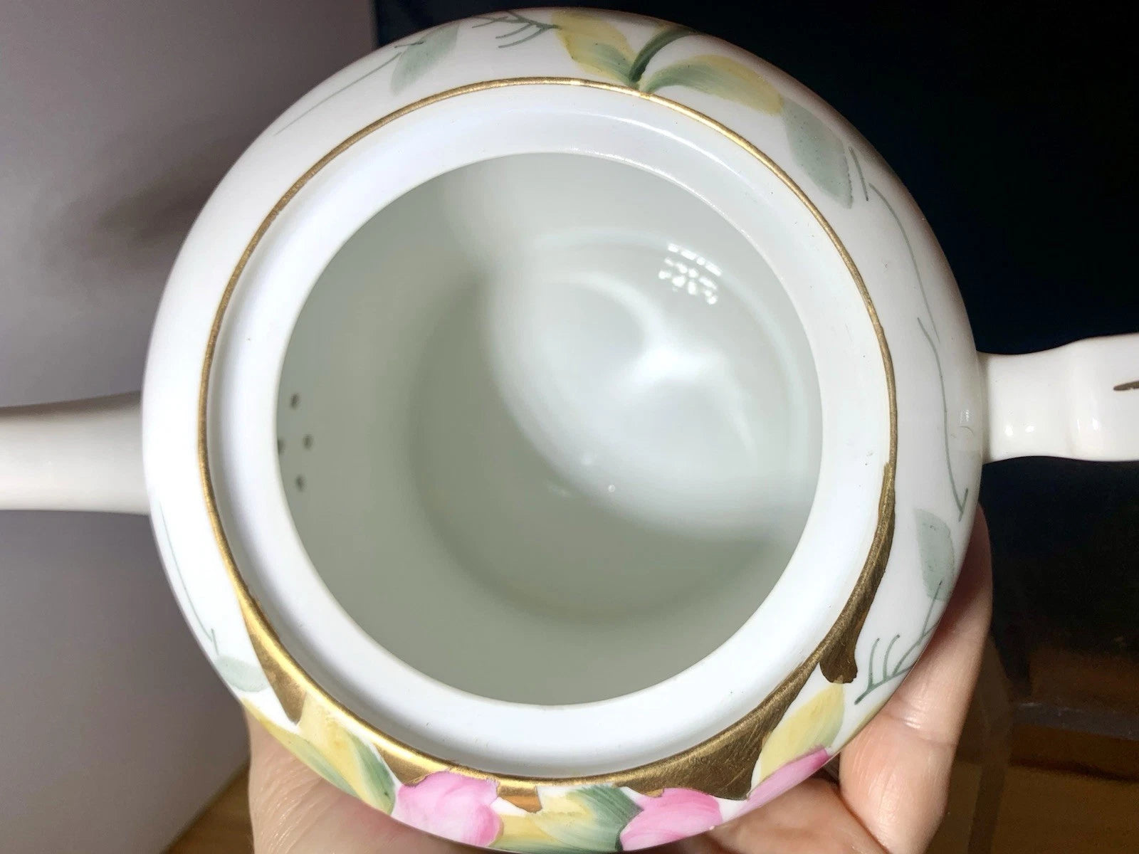 Vintage Noritake Azalea Teapot 19322 Green Stamp Japan