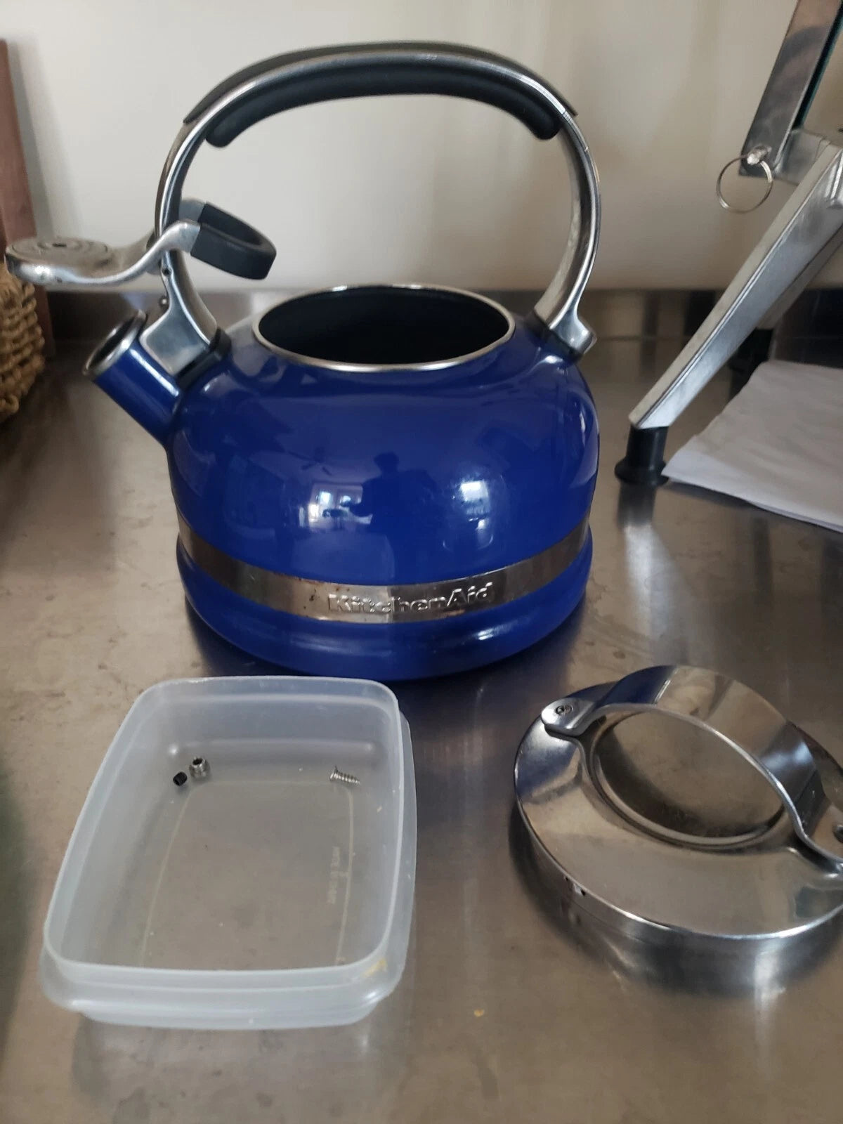 KitchenAid 2 Qt Blue Enamel Whistling Tea Kettle Pot Blue Parts Only Or Repair