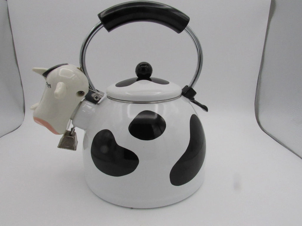 M Kamenstein Black White Cow Whistling Tea Kettle 2.5 qt from 1992
