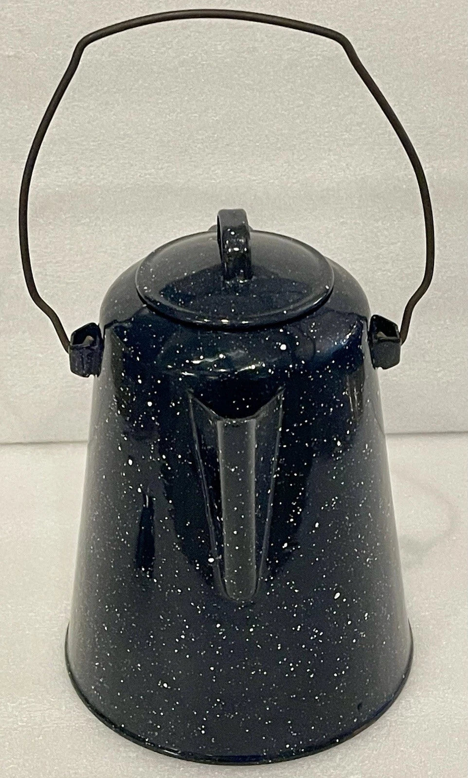 Vintage Black Speckled Graniteware 8 cup Camping Farmhouse Coffee Pot with lid