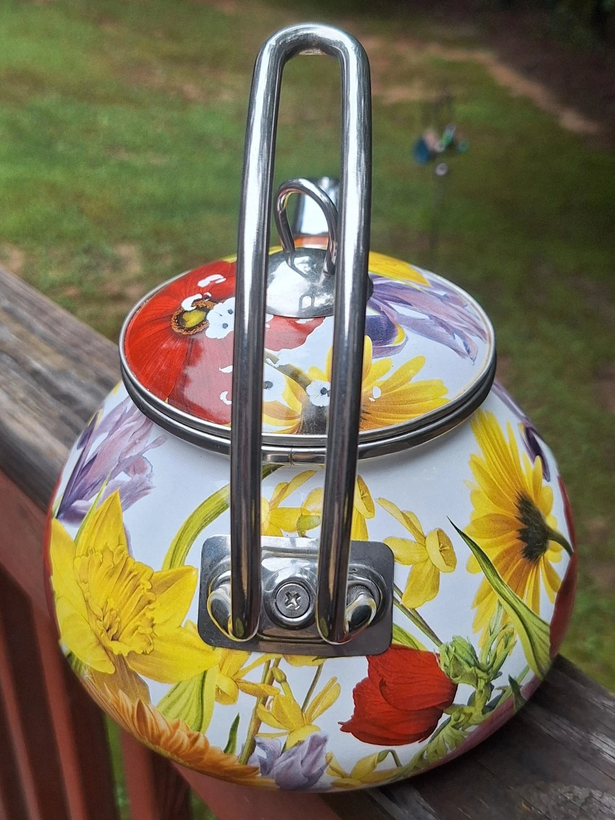 Pioneer Woman 2.3 Qt.tea Kettle Summer Garden Floral Enameled Steel Retired READ
