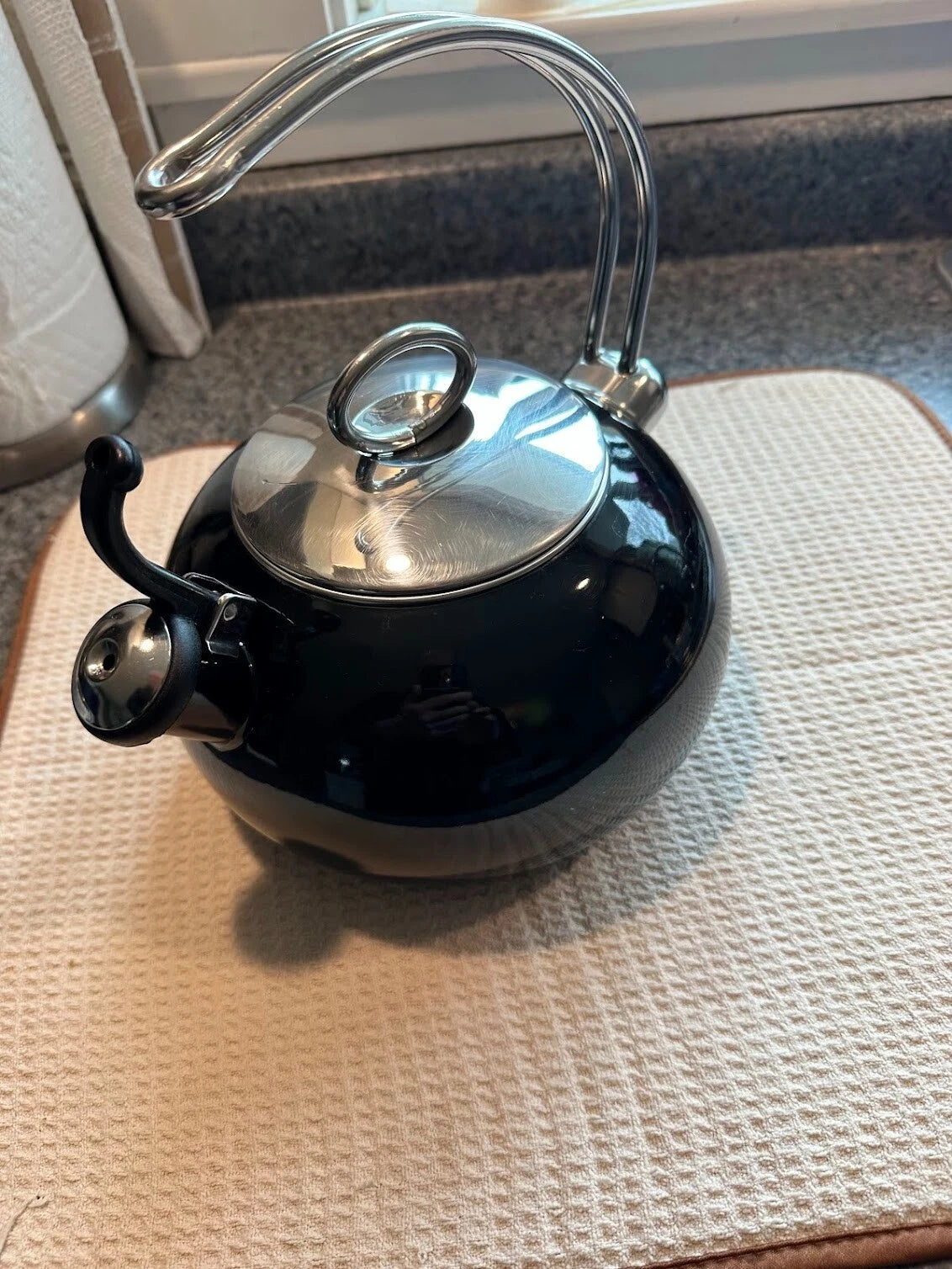 Enamel-on-Steel Classic Tea Kettle BLACK 1.5 Qt
