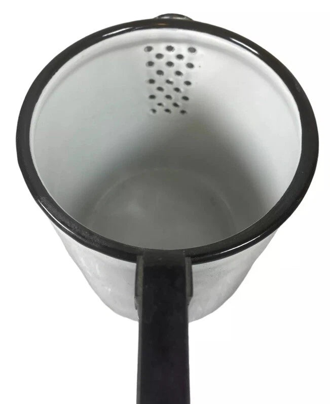 Vintage enamelware coffee pot Enamel Pitcher Square Handle Unique ~6.5”