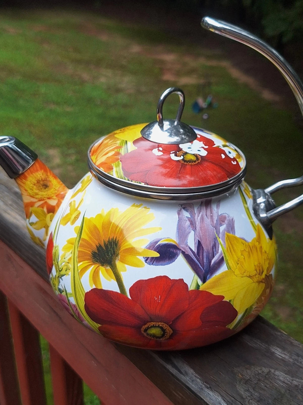Pioneer Woman 2.3 Qt.tea Kettle Summer Garden Floral Enameled Steel Retired READ