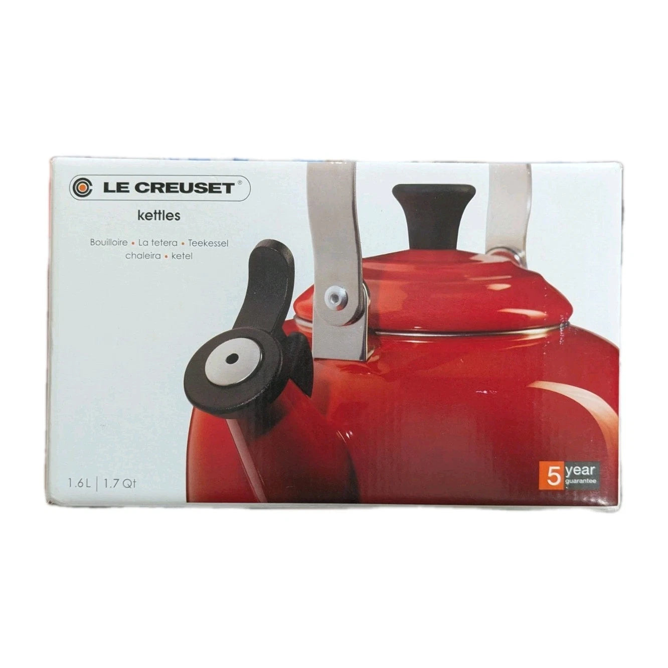 Le Creuset Enameled Whistling Tea Kettle Flame Orange 1.6 L 1.7 Qt New NIB