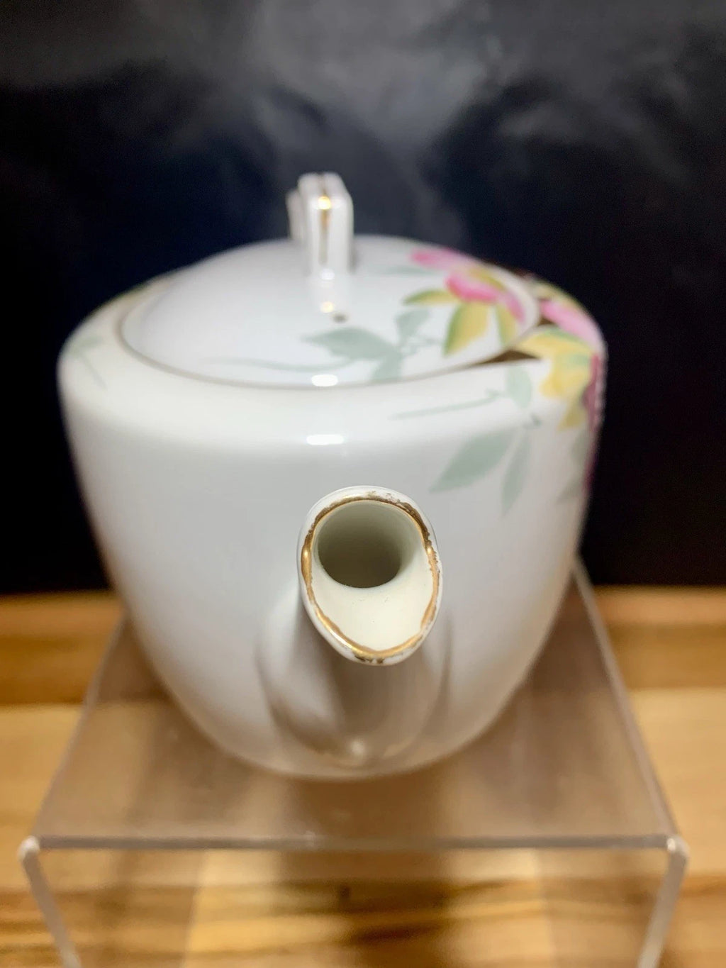 Vintage Noritake Azalea Teapot 19322 Green Stamp Japan