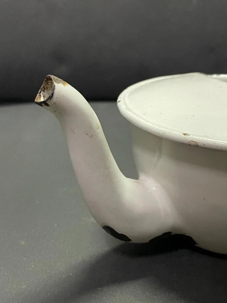 OLD VINTAGE RARE UNIQUE BENGAL ENAMEL HOSPITAL FEEDING POT / CUP KETTLE