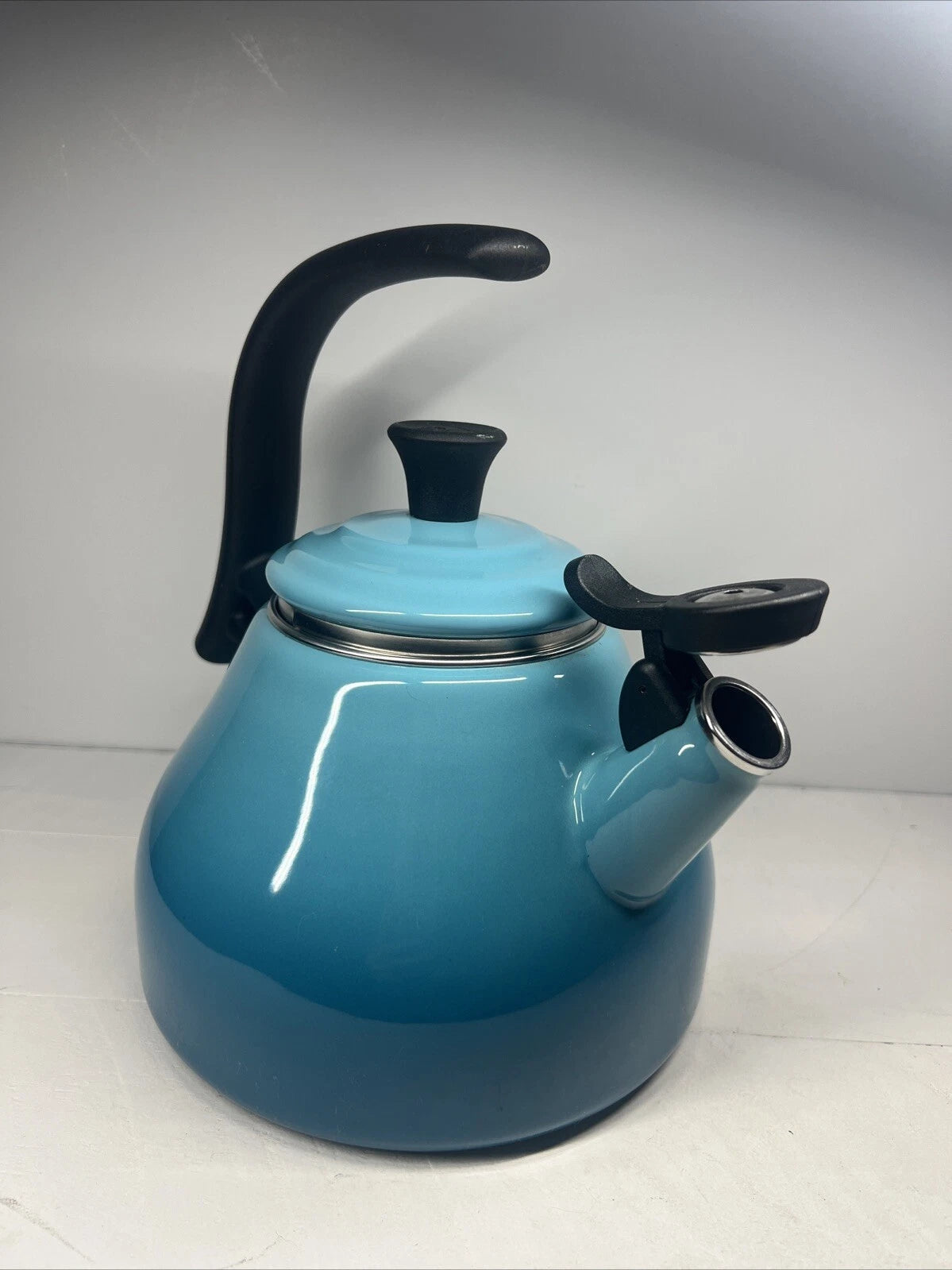 Le Creuset Chrysenth Turquoise Hombre Whistling Tea Kettle 1.6 US Quart Enamel