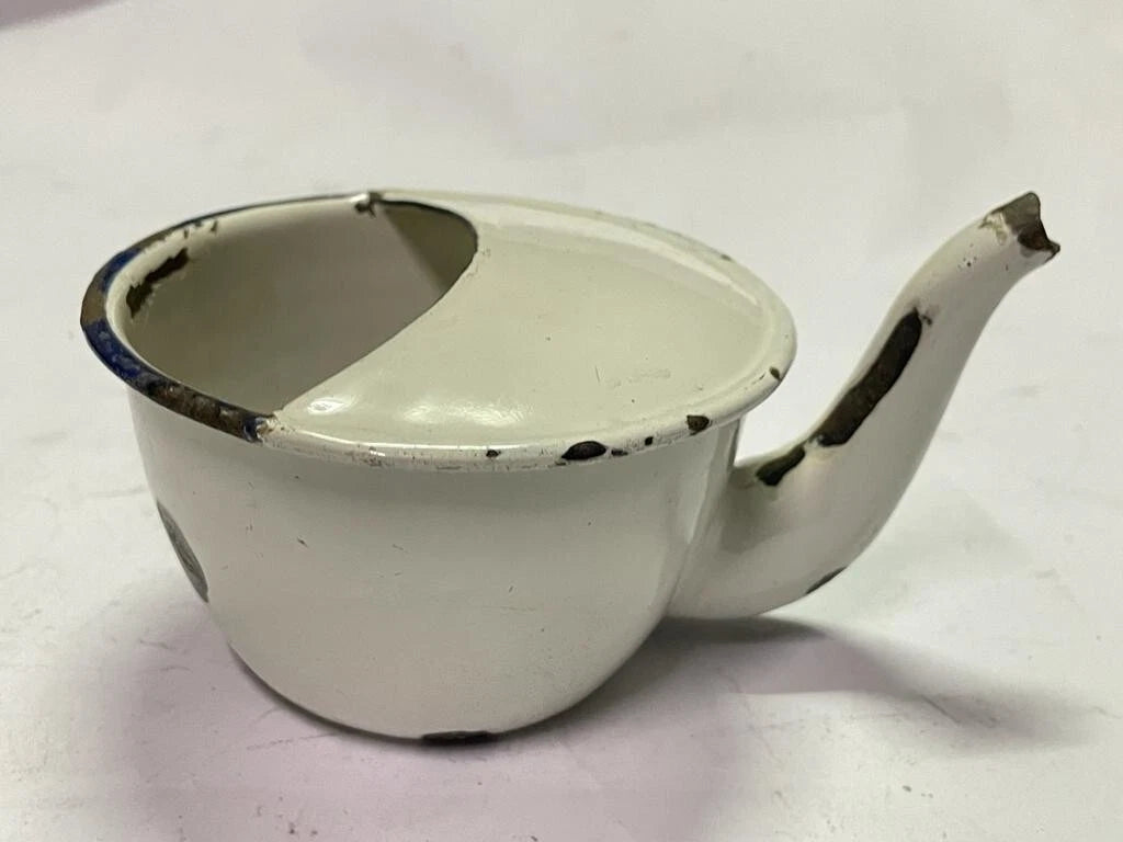 OLD VINTAGE RARE UNIQUE BENGAL ENAMEL HOSPITAL FEEDING POT / CUP KETTLE
