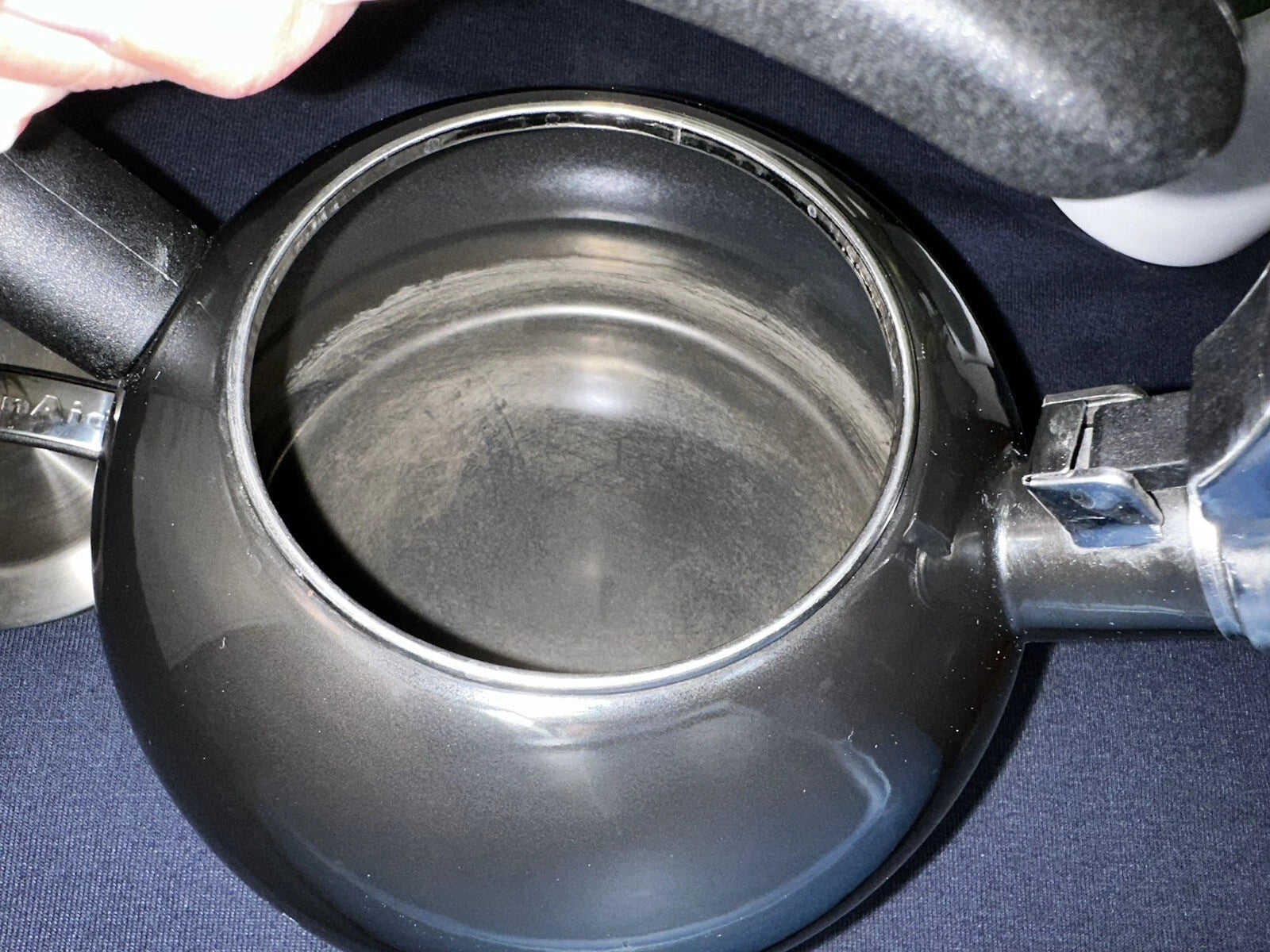 KitchenAid Gunmetal Grey Enamel 2 Quart Tea Kettle Steel Whistling Teapot