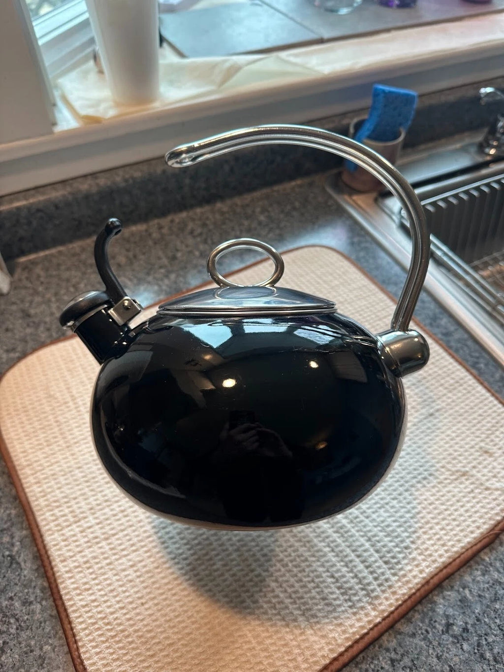 Enamel-on-Steel Classic Tea Kettle BLACK 1.5 Qt