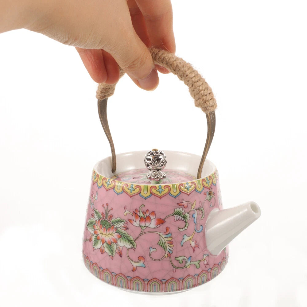 4 Pieces Enamel Teapot Travel Ceramic Kettle Stovetop Chinese Clay